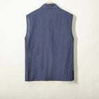 Cotton and Linen Striped Thin Breathable Vest Sleeveless