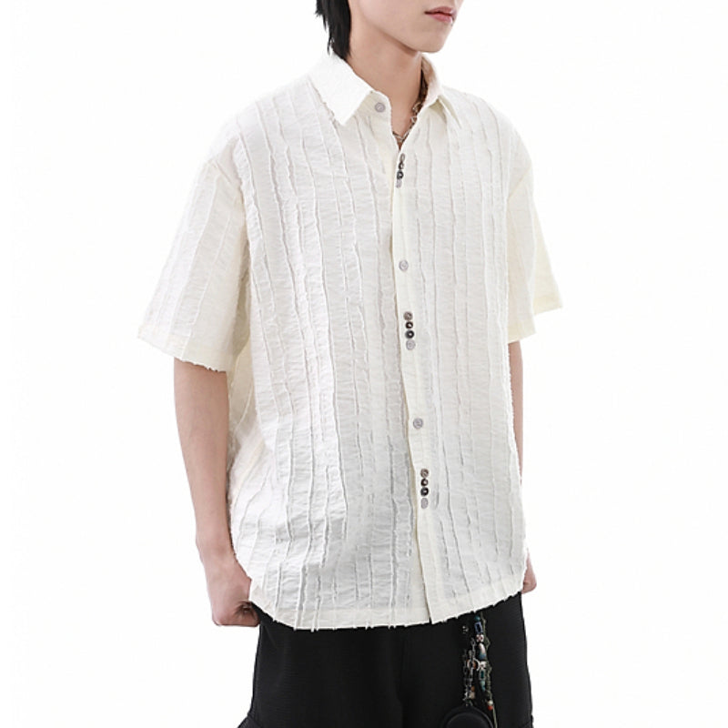 American Loose Textured Pleated Shirt