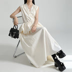 V-neck Ruffled Bud Shirt Dress