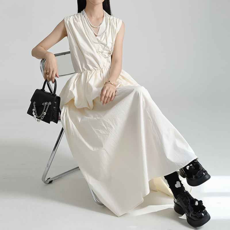 V-neck Ruffled Bud Shirt Dress