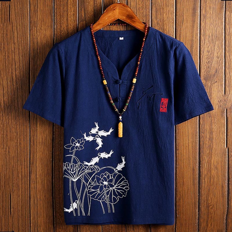 T-shirt Linen Cotton Two-piece Suit