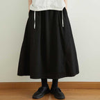Solid Color Elastic Waist Skirt
