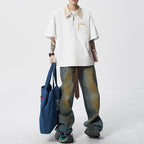 American Retro Polo Collar Loose T-shirt