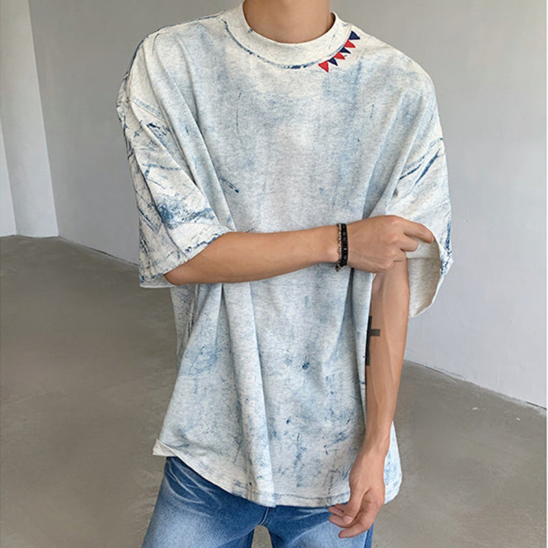 Tie-dyed Straight Shoulder T-shirt