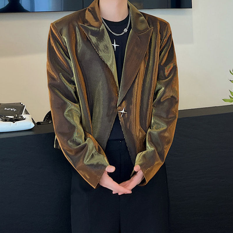 Glossy Metallic Short Stage Blazer