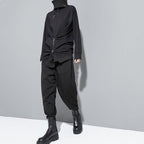 Stand Collar Zipper Loose Irregular Sweatshirt