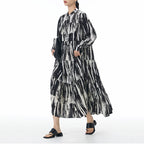 Loose Bohemian Striped Cake Dress