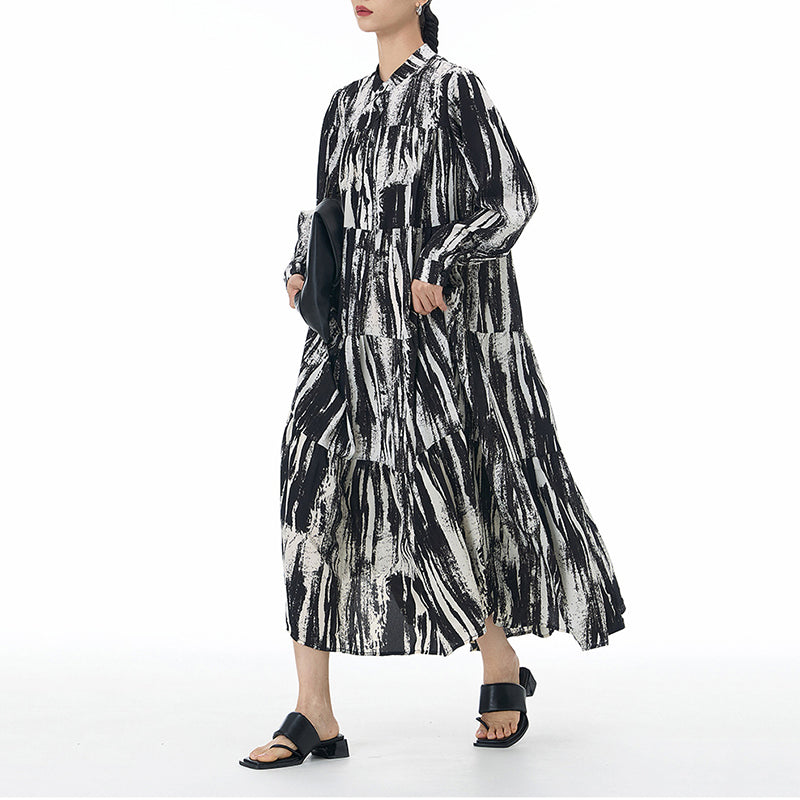 Loose Bohemian Striped Cake Dress