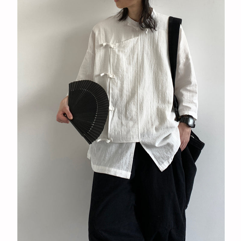 Loose Vintage Cotton and Linen Shirt Top