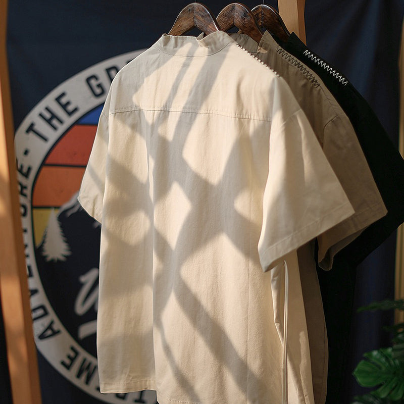 Hand-stitched Summer Vintage Short-sleeved Shirt