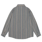 Striped Point Collar Cargo Loose Shirt