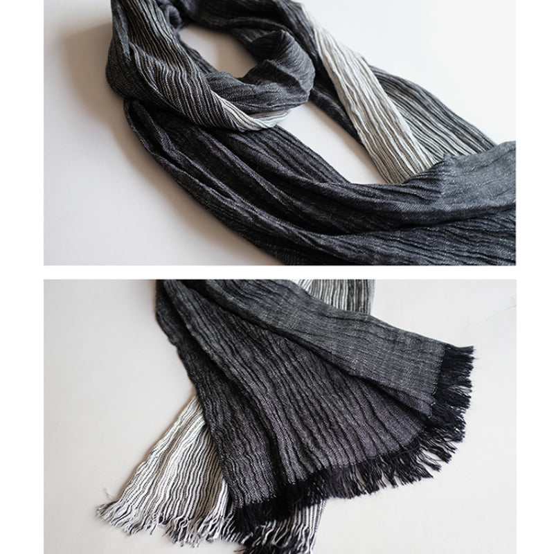 Soft Cotton Linen Vintage Raw Edge Shawl