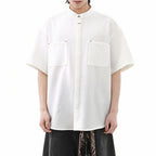 American Black Drape Stand Collar Casual Shirt