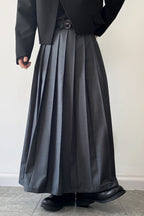 Pleated Double Belt Skirt Hakama Pants