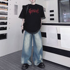 Mesh Fake Two-piece Letter Printed Patchwork T-shirt