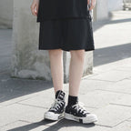 Summer Black Drawstring Loose Pants