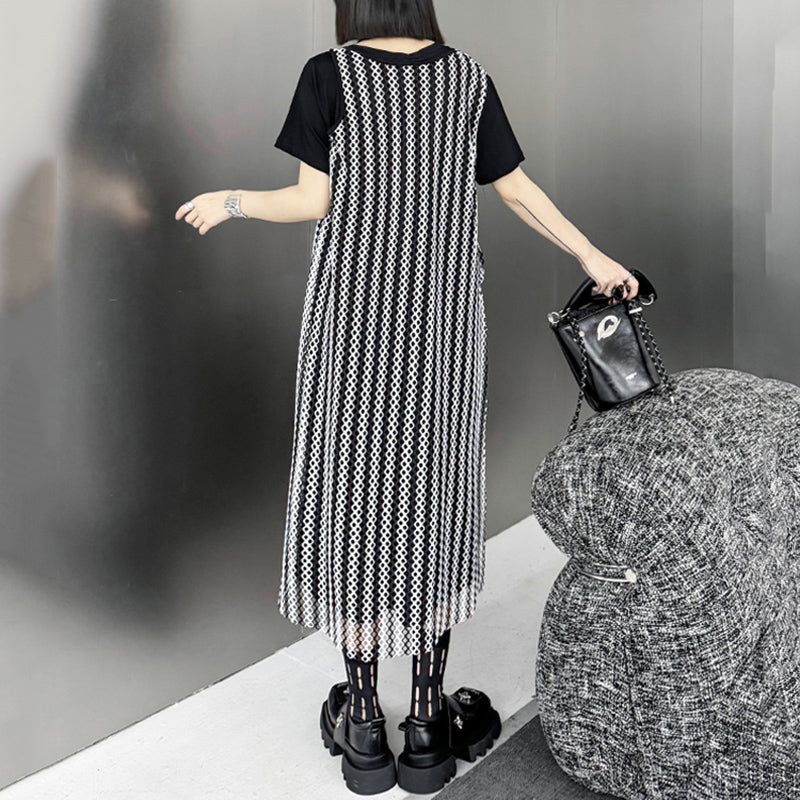 Mesh Panel Slit Dress