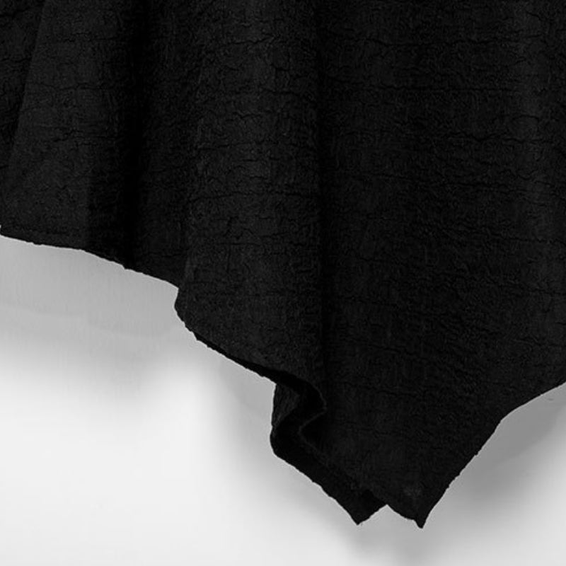 Dark Jacquard Retro Irregular Hem Short-sleeved Shirt