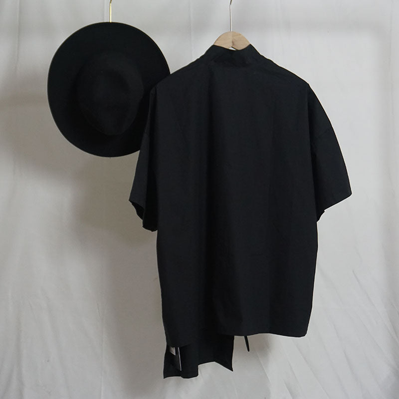 Vintage Cross Neck Bow Short Sleeve Shirt