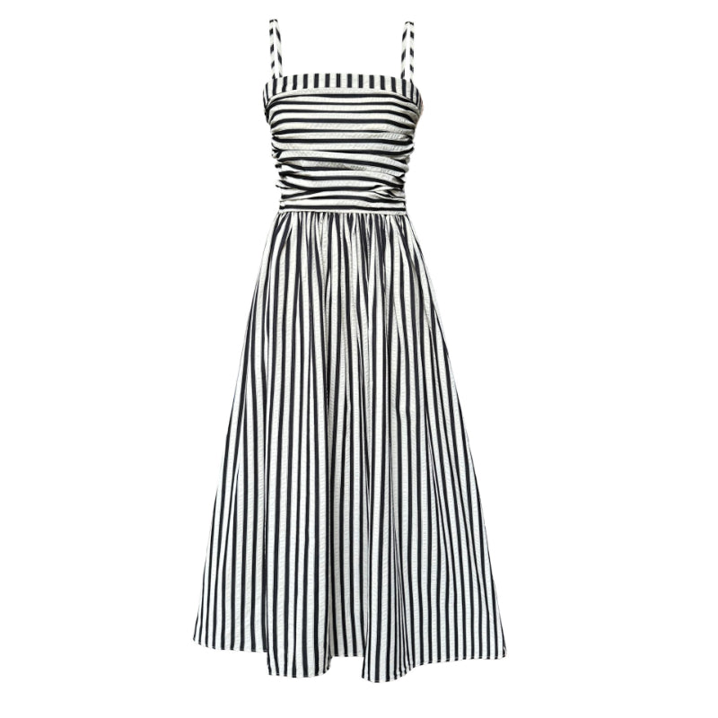 Striped Tube Top Suspender Dress