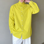 Stand Collar Button Long Sleeve Loose Shirt