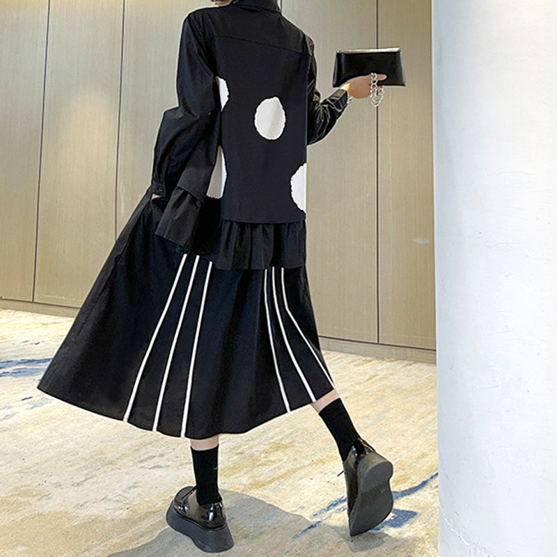 Vintage Loose Circle Print Long Sleeve Shirt