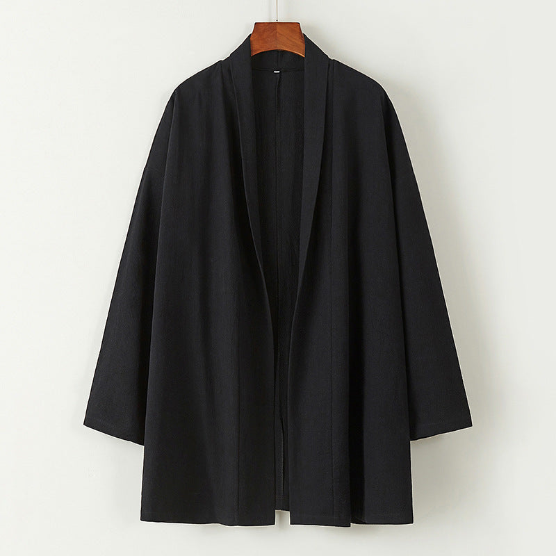 Loose cardigan cotton and linen Coat