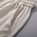 Linen Wide-leg Thin Elastic Waist Trousers
