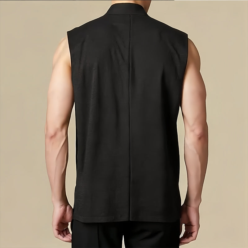 Cotton Linen Large Slanted Placket Vest